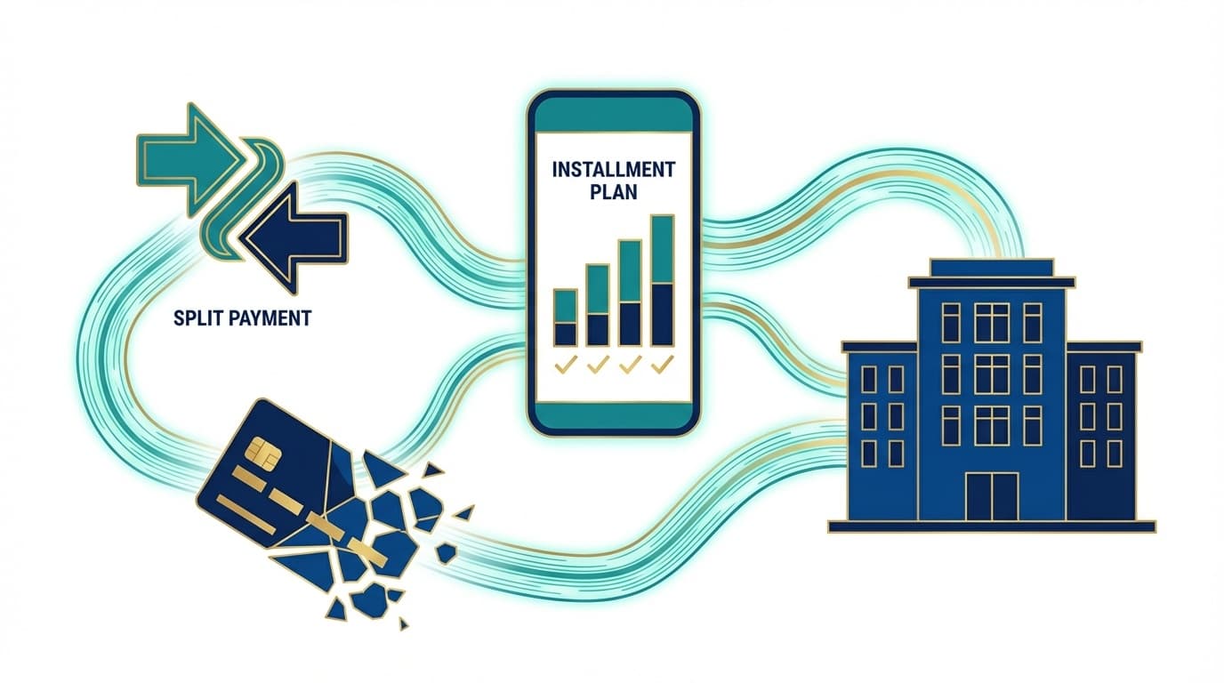 BNPL・エンベデッド決済による宿泊フィンテックのイメージイラスト