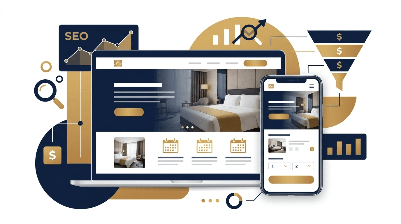 ホテル・旅館のホームページ設計とWeb予約導線の最適化イメージ