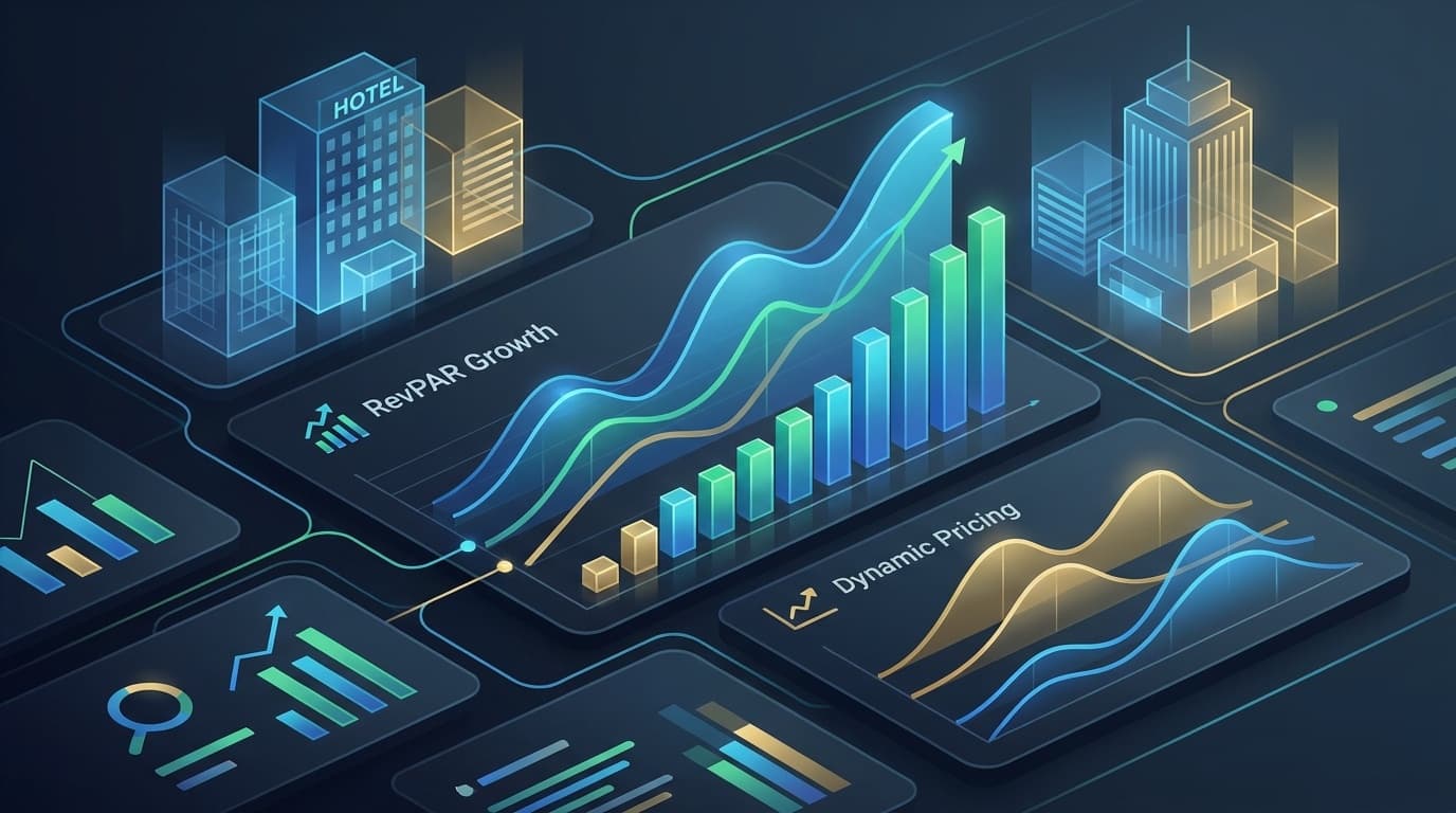 ホテル料金設定と収益最適化のダッシュボードイメージ
