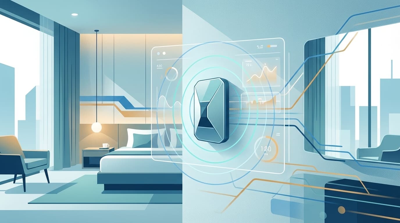 IoT騒音・喫煙モニタリングセンサーによるホテル・民泊の環境モニタリングのイメージイラスト