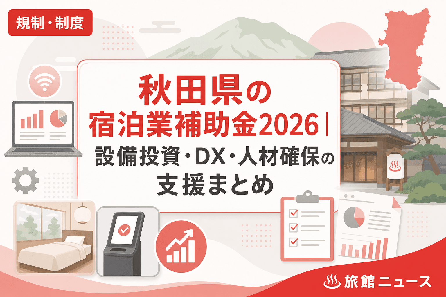 秋田県の宿泊業補助金2026|設備投資・DX・人材確保の支援まとめ