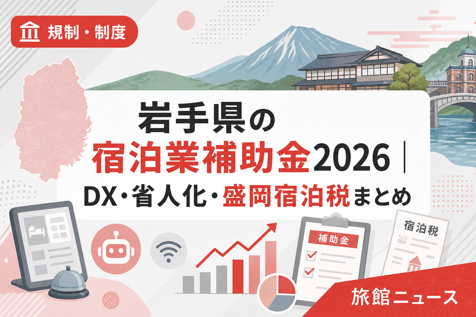 岩手県の宿泊業補助金2026|DX・省人化・盛岡宿泊税まとめ
